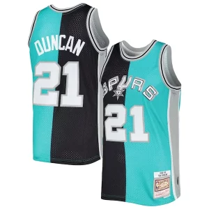Tim Duncan San Antonio Spurs Hardwood Classics 1998/99 Split Splendide Swingman Jersey Black/Teal