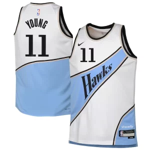 Trae Young Atlanta Hawks Nike Youth 2024/25 Swingman Exceptionnel Player Jersey City Edition White