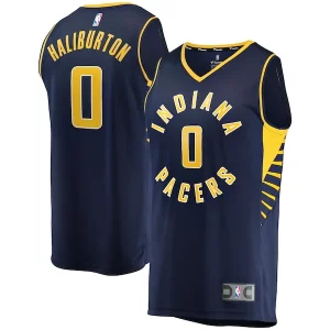 Tyrese Haliburton Indiana Pacers Fast Break Replica Jersey Icon Edition Navy Luxueux
