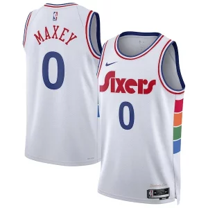 Tyrese Maxey Philadelphia 76ers Nike Unisex 2024/25 Swingman Player Jersey City Edition White Dashing