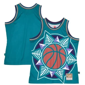 Utah Exclusif Jazz Hardwood Classics Blown Out Fashion Jersey Turquoise