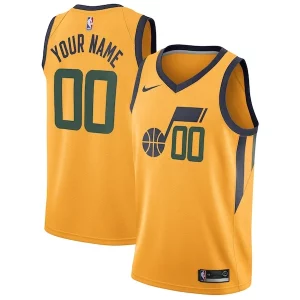 Utah Jazz Nike Swingman Dashing Custom Jersey Statement Edition Gold