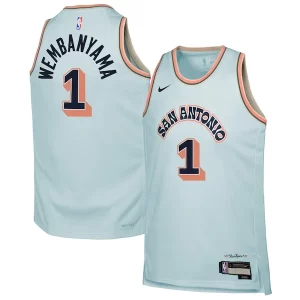 Victor Commémoratif Wembanyama San Antonio Spurs Nike Youth 2024/25 Swingman Player Jersey City Edition Light Blue