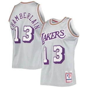 Wilt Vibrant Chamberlain Los Angeles Lakers 75th Anniversary 1971/72 Hardwood Classics Swingman Jersey Silver