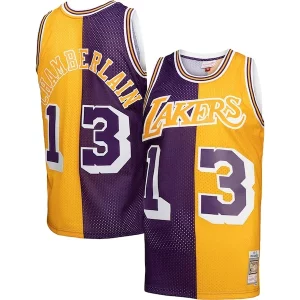 Wilt Unique Chamberlain Los Angeles Lakers Hardwood Classics 1971/72 Split Swingman Jersey Purple/Gold
