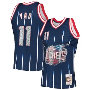 Yao Ming Houston Rockets 2002/03 Hardwood Classics NBA 75th Dashing Anniversary Diamond Swingman Jersey Navy